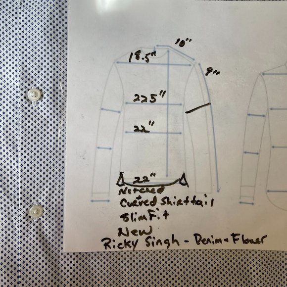 Denim & Flower NEW Ricky Singh Navy Blue & White Cotton short sleeve  L slim - Picture 9 of 9